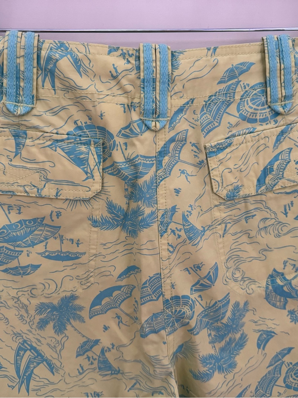 Liz Claiborne Yellow Shorts with Teal Tropical Print - Picture 6 of 6